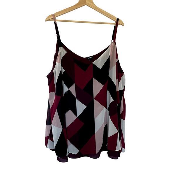 torrid Tops - Torrid burgundy pink black white geometric spaghetti strap top size 4XL casual